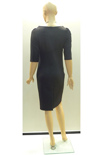 SORALLİNE Γυναικείο φόρεμα με λαιμόκοψη με τρία τέταρτα μανίκια 1103 Navy Blue