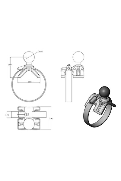ram mounts Askı Hortum Kelepçesi Top Tabanı Ram-b-108bu