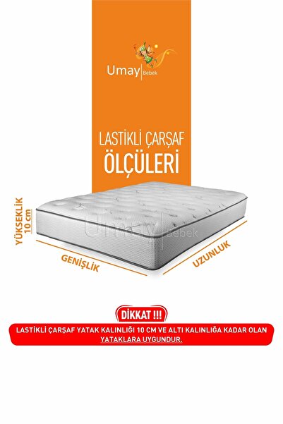 Umaybebek Quilted, Elastic, Mattress Protector Elastic Sheet - 100% Cotton - Gray