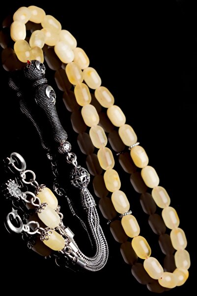 OTTOTESBİH Sertifikalı Kalingrad Damla Kehribar Tesbih Kapsül Kesim Gümüş Püskül