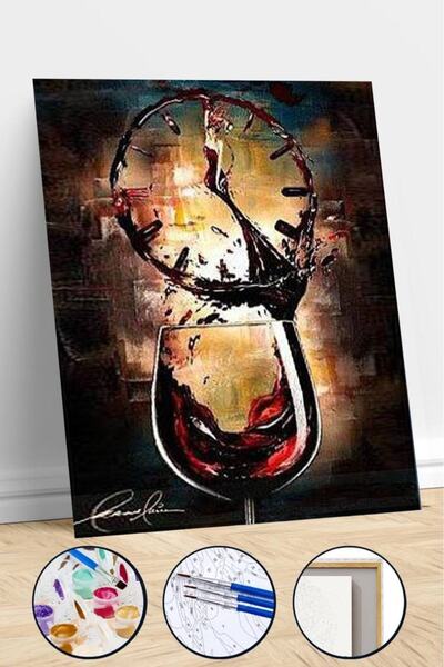 kendinyaphobi Sayılarla Boyama Seti Çerçeveli Kasnaklı Şarap Ve Zaman 50x65 Cm
