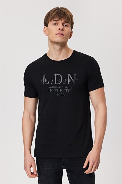 Lee Cooper Ανδρικό T-shirt μαύρο 232 Lcm 242045 Lee Ellery O Neck