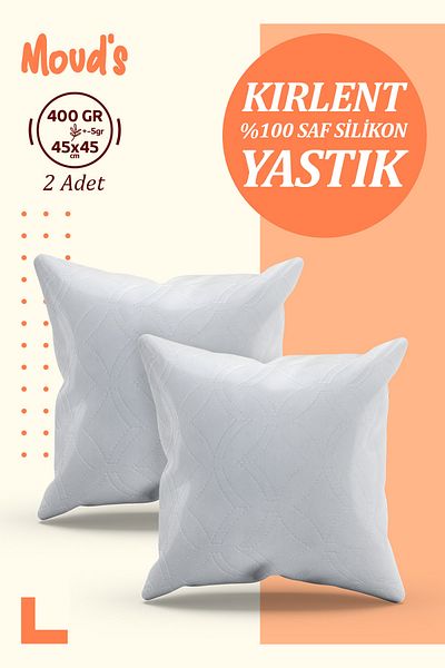 Moud's Throw Pillow Cover Inner Pillow Set of 2 45x45cm 400 Gr 100% Pure Silicone Filled Throw Pillow