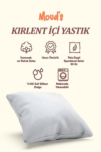 Moud's Throw Pillow Cover Inner Pillow Set of 2 45x45cm 400 Gr 100% Pure Silicone Filled Throw Pillow