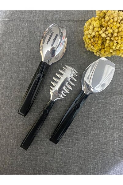 Dame Marie Set of 3 Steel Black Tongs