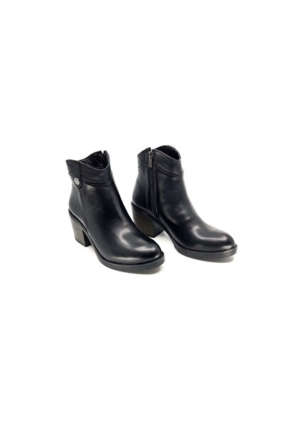 Voyager 7515 Hakiki Deri Ortopedik Topuklu Fermuarlı Kadın Yarım Bot