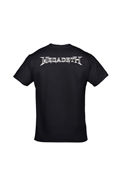 Orijin Tekstil Megadeth Rust In Peace Skull Front Back Printed Unisex Black Tshirt