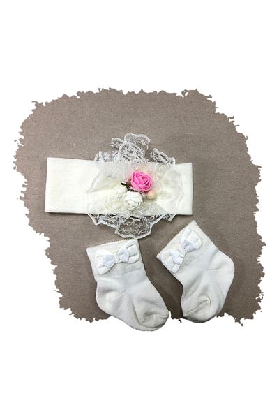 neocotton Baby Girl Floral Bandana and Socks Set