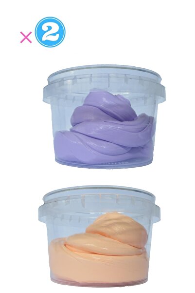 AVMmarketim Ele Yapışmayan Mor-turuncu Slime 2 Li Pofuduk Slaym Oyun Hamuru