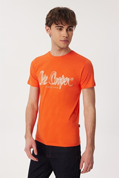 Lee Cooper Drawınglogo Men's O Neck T-Shirt Coral
