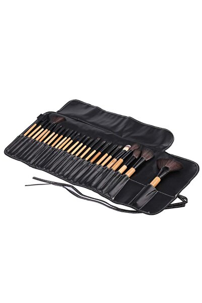 İzla Bambu Makyaj Fırça Seti - Profesyonel Çantalı 24 Parça