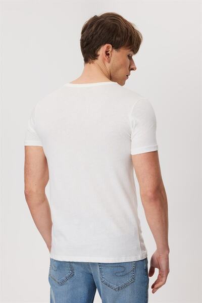 Lee Cooper Ανδρικό λευκό T-Shirt - Drawinglogo, O-Neck