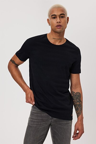 Lee Cooper Ανδρικό T-shirt Μαύρο 232 Lcm242060 Baines O λαιμόκοψη