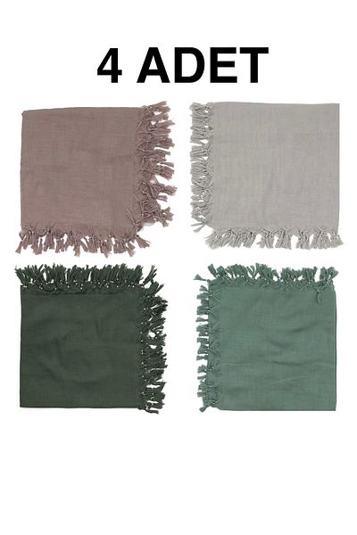 Naz Ipek Pachet de 4 bumbac, culoare uni, lucrat manual cu margele, distribuire cadou 110x110cm