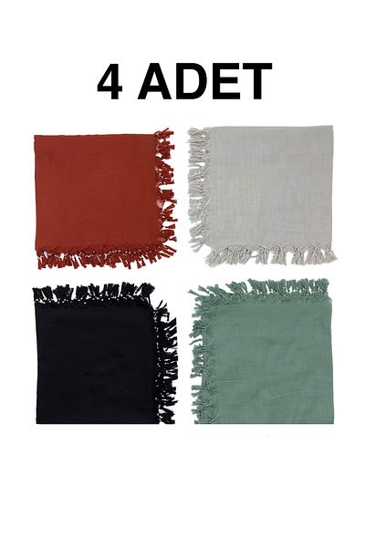 Naz Ipek Pachet de 4 bumbac, culoare uni, lucrat manual cu margele, distribuire cadou 110x110cm