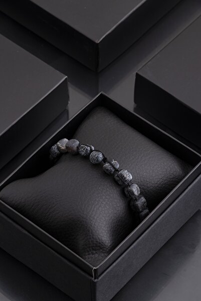 Sortie Aksesuar سوار مكرامية من الحجر الطبيعي بطول قابل للتعديل 106