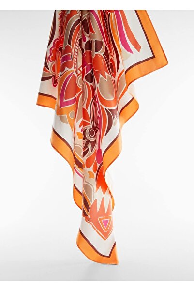 MANGO Woman Атласний шарф з візерунком