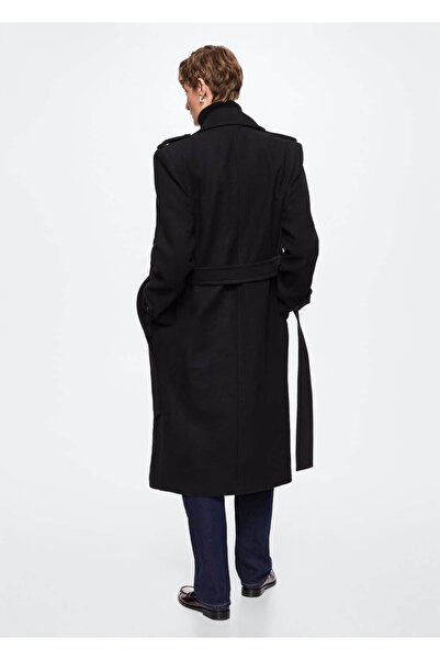 MANGO Woman Oversize Saf Yün Trençkot