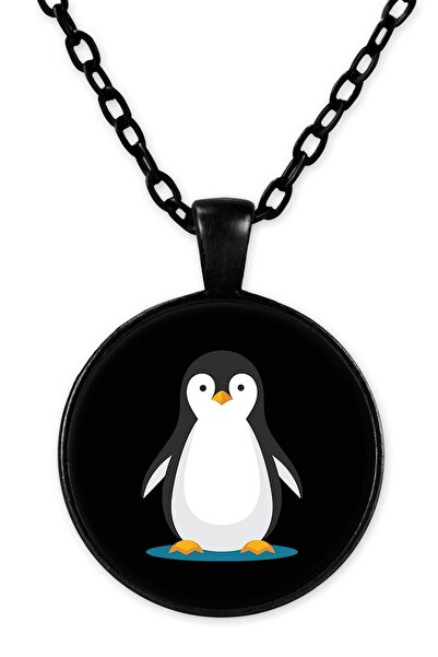 herotasarım قلادة البطريق على الجليد بسلسلة سوداء - Bll778