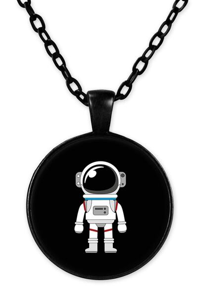 herotasarım قلادة رائد فضاء روبوت بسلسلة سوداء - Bll1902