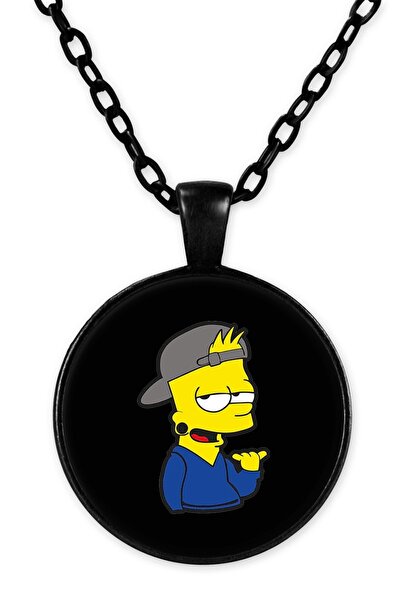herotasarım قلادة بسلسلة سوداء منقوشة من بارت سيمبسون - BLL2466