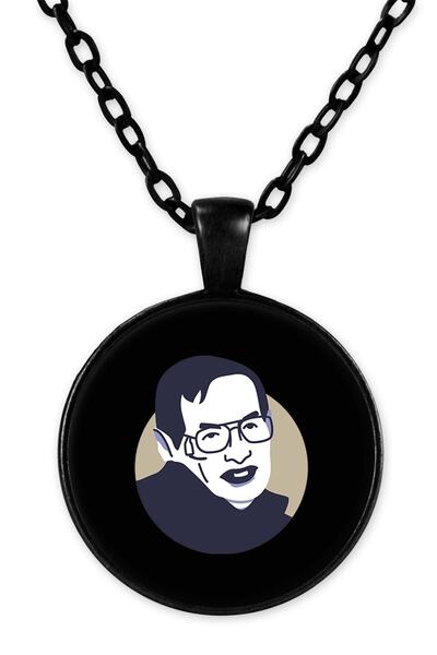 herotasarım قلادة ستيفن هوكينج بسلسلة سوداء - Bll959