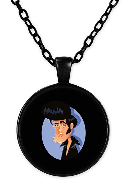 herotasarım قلادة سلسلة سوداء من إلفيس بريسلي - Bll1568