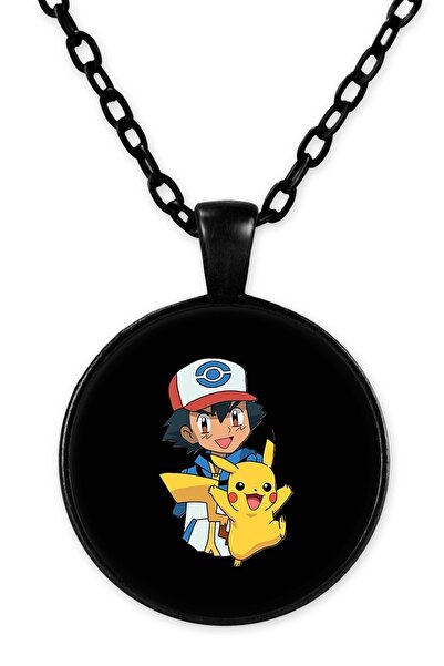 herotasarım قلادة سلسلة سوداء منقوشة بيكاتشو - Bll3367