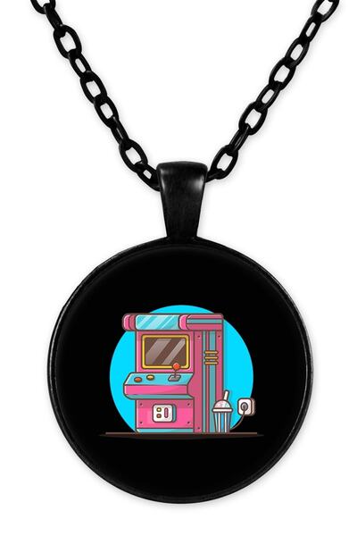 herotasarım قلادة سلسلة ماكينة صالة الألعاب السوداء - Bll1771