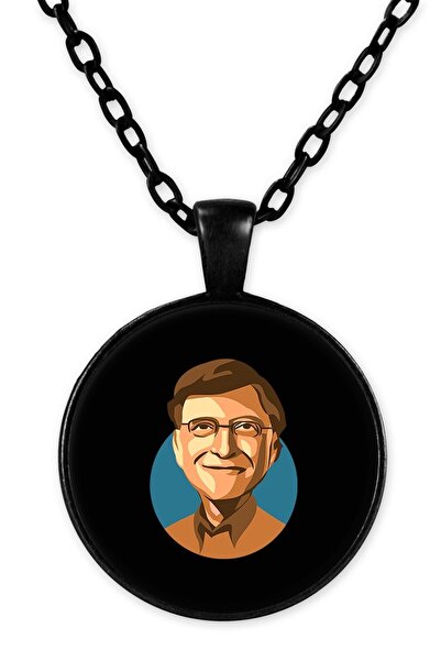 herotasarım قلادة بيل جيتس بسلسلة سوداء - Bll880
