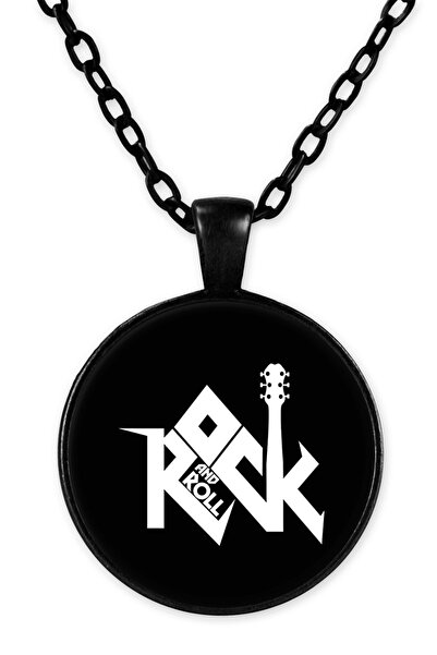 herotasarım قلادة روك رول بسلسلة سوداء - Bll1615