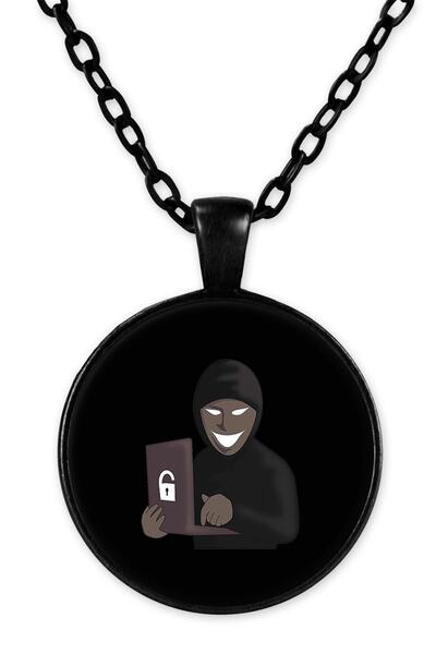 herotasarım قلادة هاكر بسلسلة سوداء - Bll2882