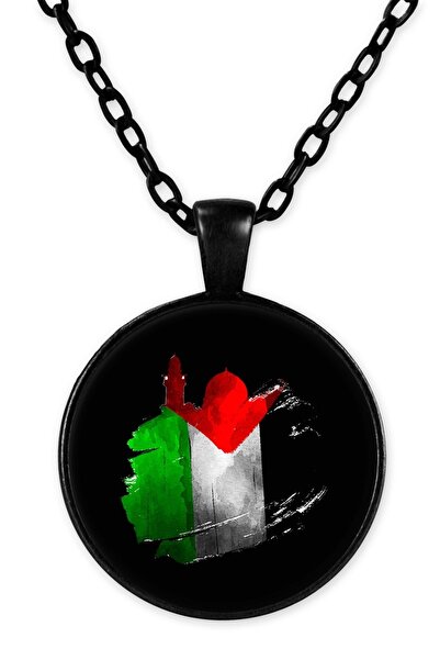 herotasarım قلادة فلسطينية بسلسلة سوداء - Bll2283