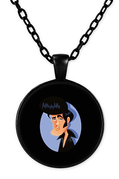 herotasarım قلادة إلفيس بريسلي بسلسلة سوداء - Bll1092