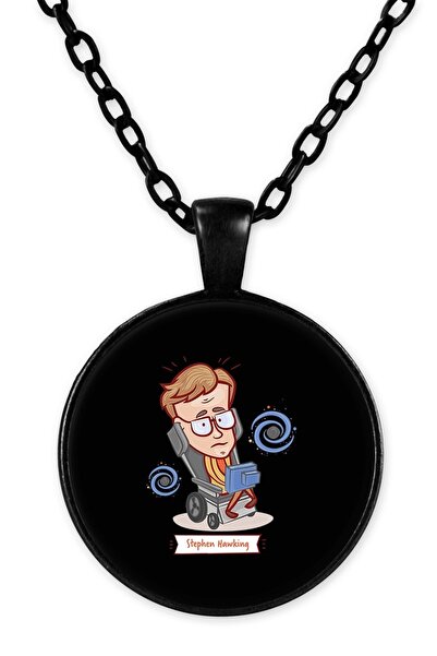herotasarım قلادة ستيفن هوكينج بسلسلة سوداء - Bll896