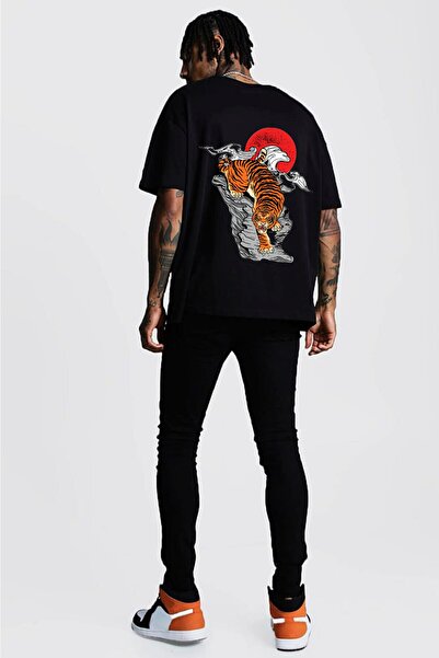 Relax family xf Muški Oversize kroj crni T-shirt Sa leopard printom