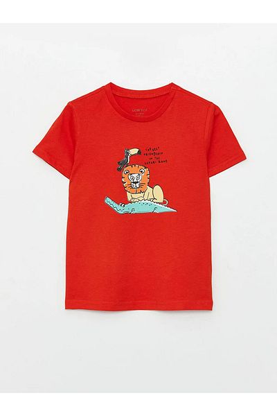 LC Waikiki Printed Short Sleeve Crew Neck T-Shirt for Baby Boy