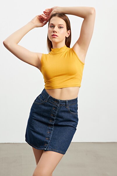 Bipantolon Γυναικεία μουστάρδα Zero Sleeve Crop Μπλούζα