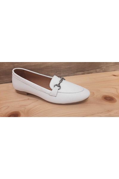 CHOPPER Γυναικείο Loafer από γνήσιο δέρμα λευκό