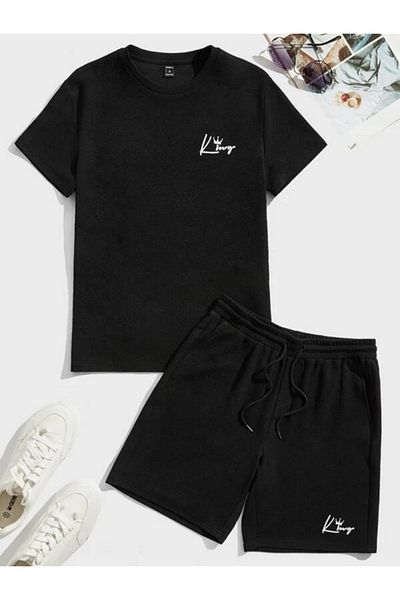 trendgar King Printed Set with Black Shorts