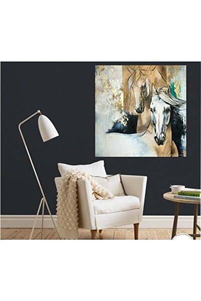 HDART Modern Soyut Yağlı Boya Görünümlü At Atlar Kanvas Tablo Tablosu Tabloları