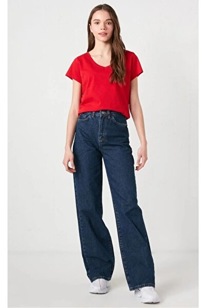 SANTA BELLA Tika Koyu Mavi Palazzo Jean Жіночі широкі джинси, що не збігаютьс...