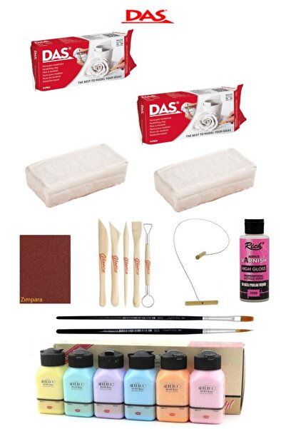 GLANCE Das Beyaz Seramik Kili 2x500gr Artdeco Akrilik Boya 6x75 Pastel Renkler