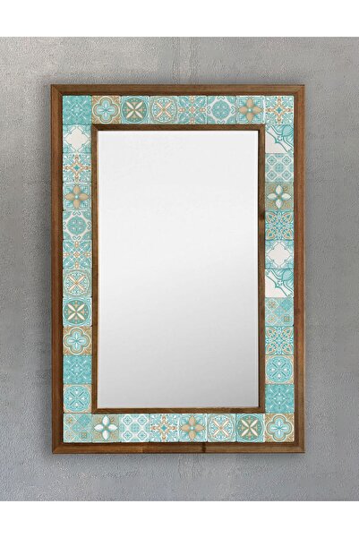 Oscar Stone Decor Masif Çerçeveli Mozaik Taş Ayna 43 cm X 63 cm