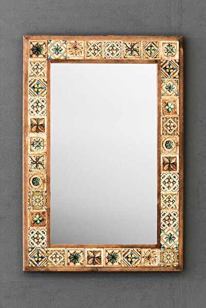 Oscar Stone Decor Masif Çerçeveli Mozaik Taş Ayna 43 Cm X 63 Cm (morocco-etni...