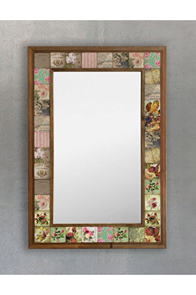Oscar Stone Decor Masif Çerçeveli Mozaik Taş (doğal-mermer) Ayna 43x63cm Ange...