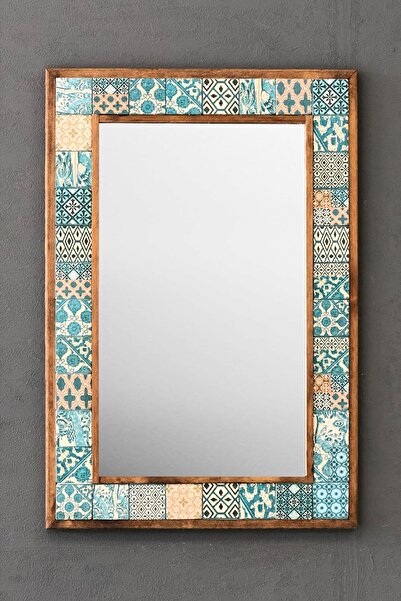 Oscar Stone Decor Masif Çerçeveli Mozaik Taş Ayna 43 Cm X 63 Cm (morocco-etni...