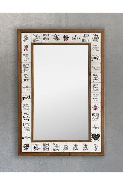 Oscar Stone Decor Masif Çerçeveli Mozaik Taş Ayna 43 cm X 63 cm