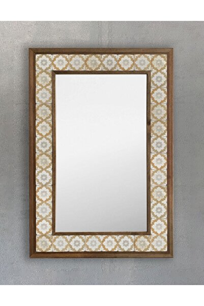 Oscar Stone Decor Masif Çerçeveli Mozaik Taş (mermer) Ayna 43 Cm X 63 Cm Dres...