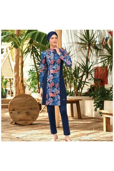 MARESİVA Enna 8011 Full Size Lycra Digital Pattern Hijab Swimsuit
